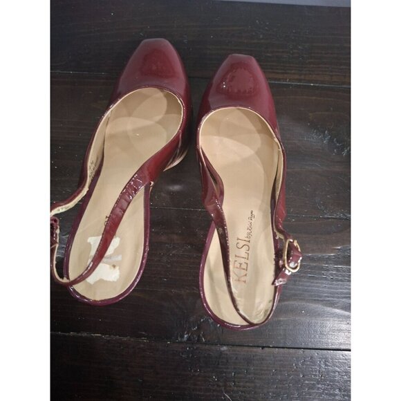 Kelsi Dagger Dory Burgundy Patent Leather Slingback Heels/Pre-owned, Sz 7.5M - Picture 8 of 11